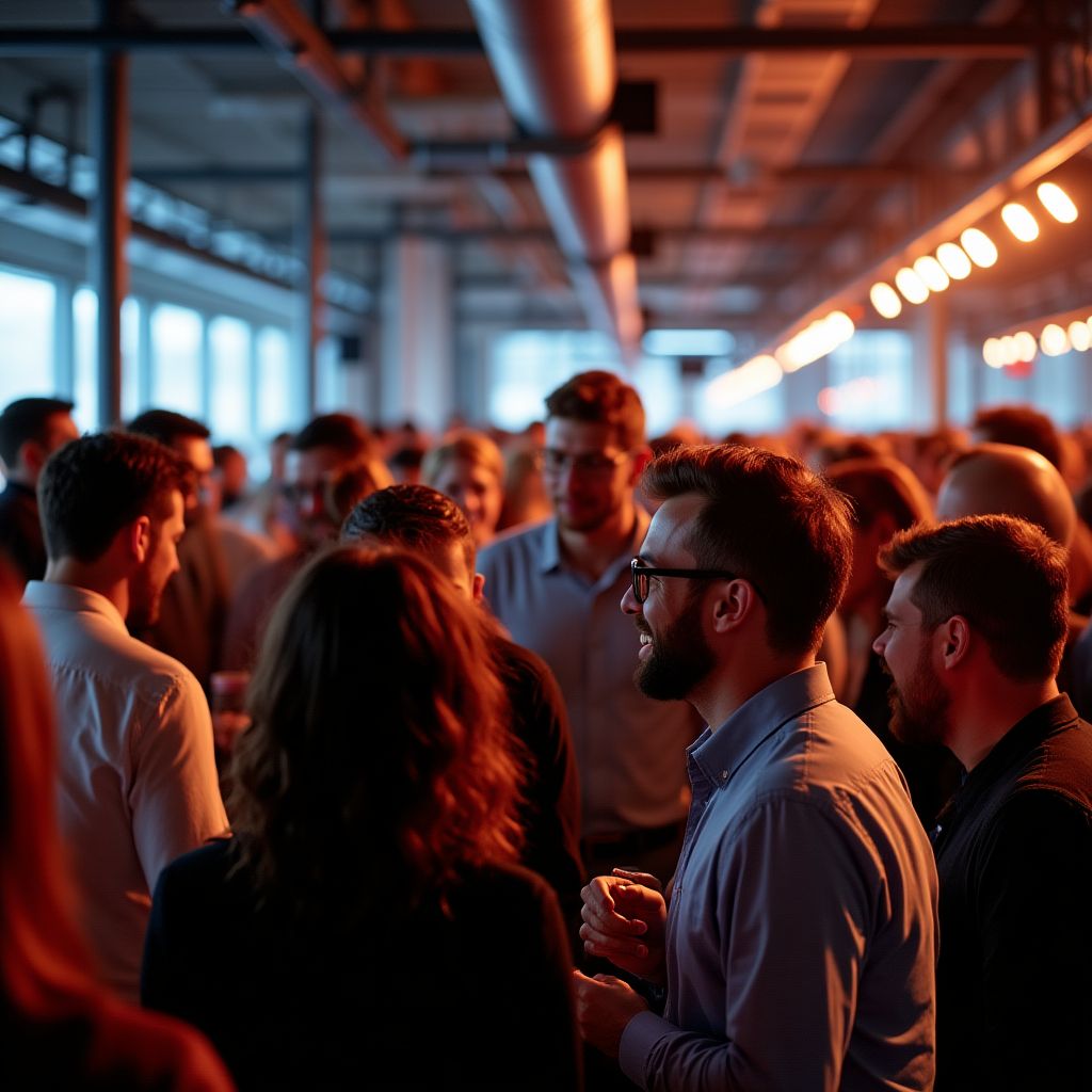 Evento de networking en un hub tecnológico