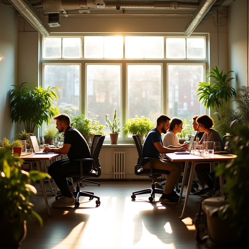 Espacio de co-working moderno y luminoso