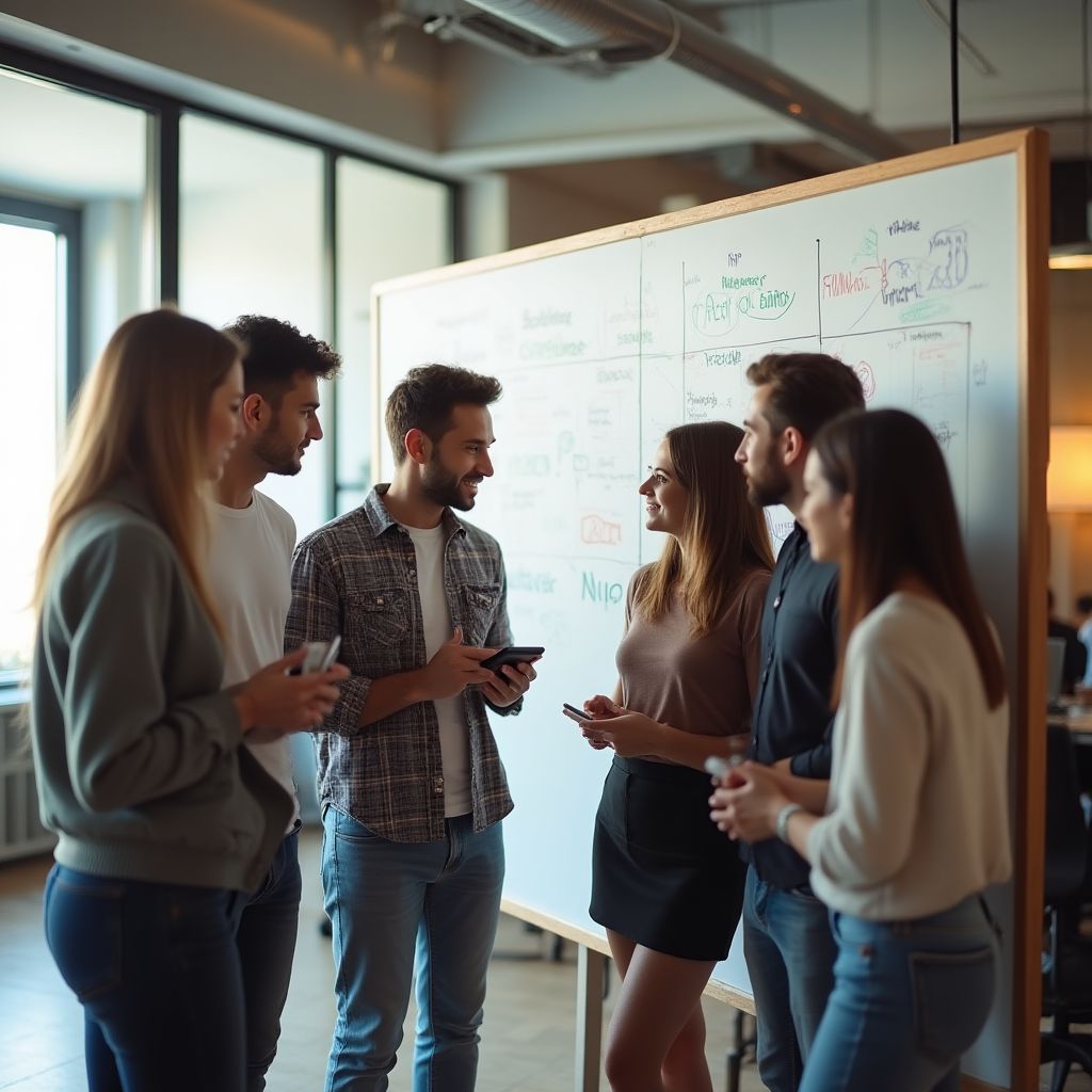 Personas colaborando en una oficina moderna